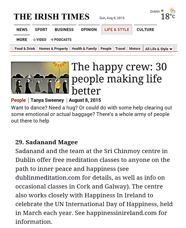 Irish Times - meditation classes